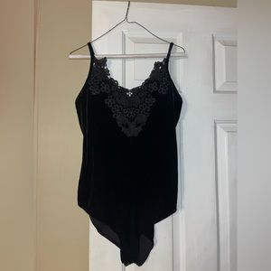 Black velvet bodysuit